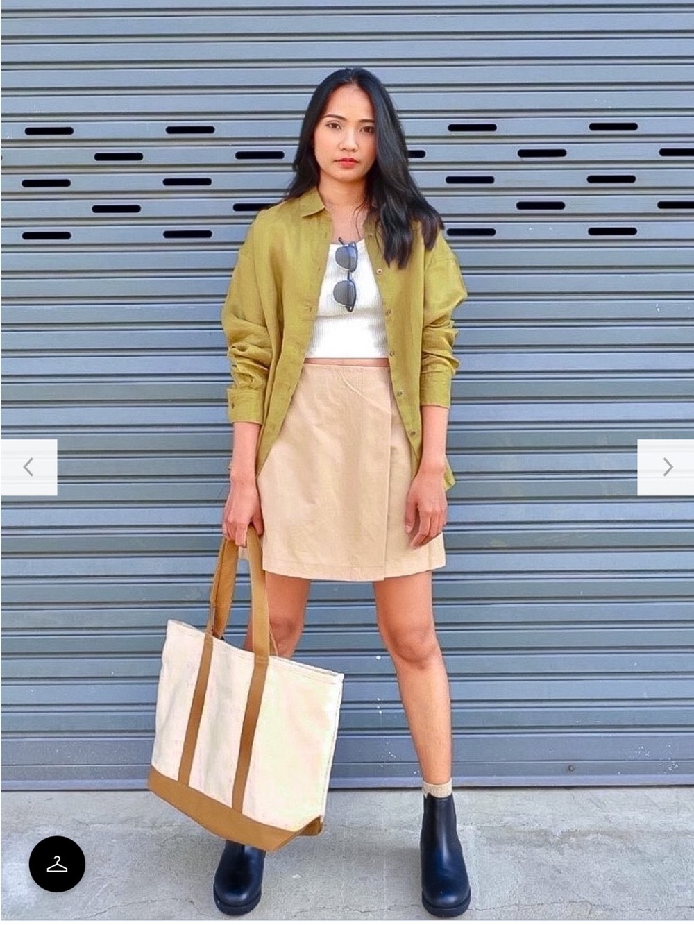 Uniqlo Tan Khaki Linen Blend Skort